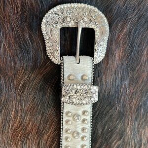 Western cowhide leather bling belt size M